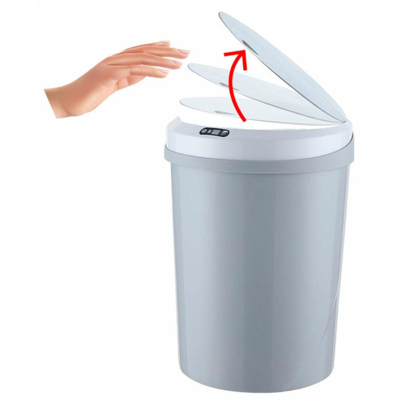 Lixeira Automática Redonda 12 Litros com Sensor Cinza