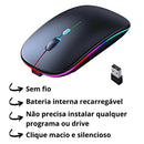 Mouse Wireless Recarregável com LED RGB – Silencioso e Ergonomicamente Projetado