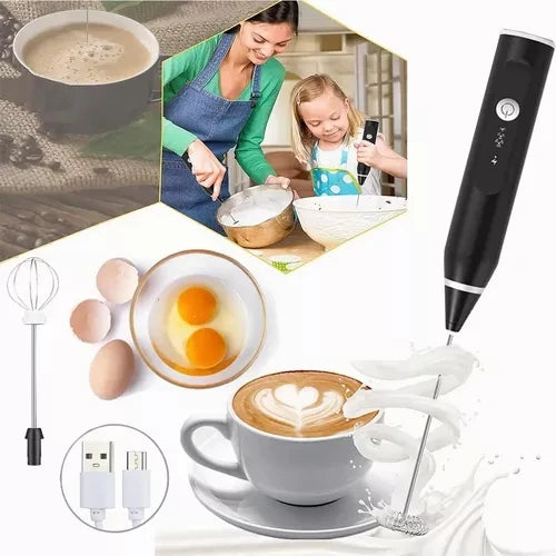 Mixer Misturador Elétrico 2 em 1 para Bebidas, Café, Leite e Claras de Ovos