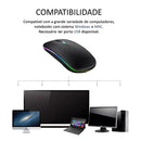 Mouse Wireless Recarregável com LED RGB – Silencioso e Ergonomicamente Projetado