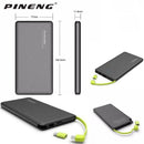 Power Bank Pineng 10.000mAh Portátil com Cabos Integrados – Compatível com iPhone e Android