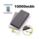 Power Bank Pineng 10.000mAh Portátil com Cabos Integrados – Compatível com iPhone e Android
