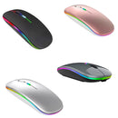 Mouse Wireless Recarregável com LED RGB – Silencioso e Ergonomicamente Projetado