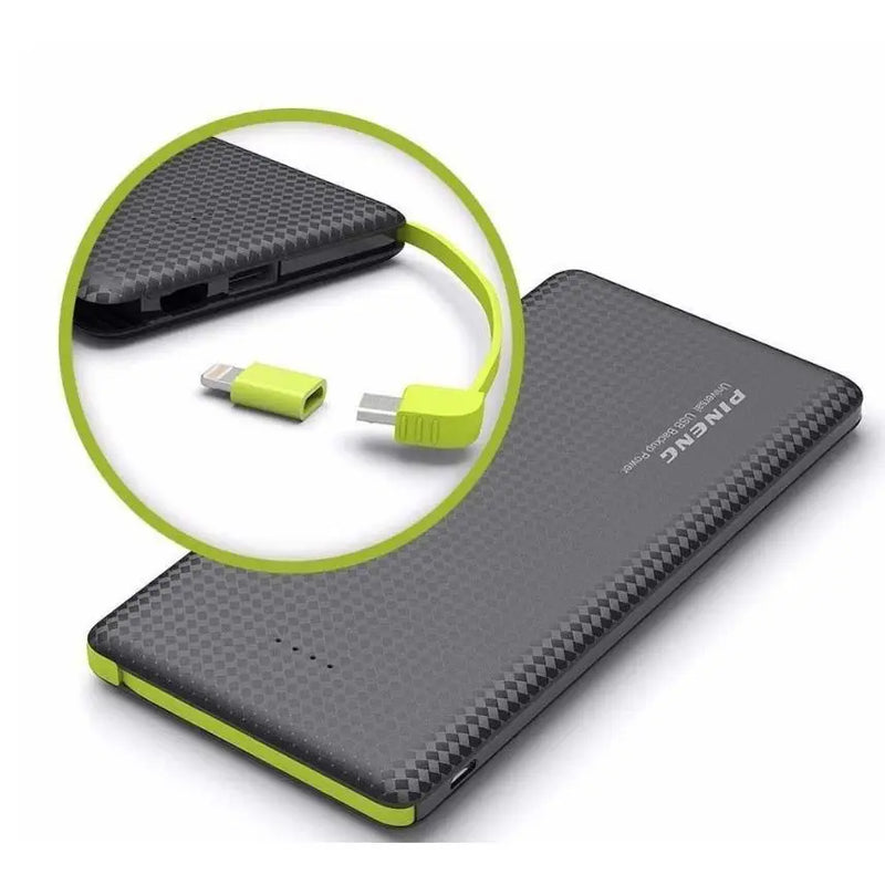 Power Bank Pineng 10.000mAh Portátil com Cabos Integrados – Compatível com iPhone e Android