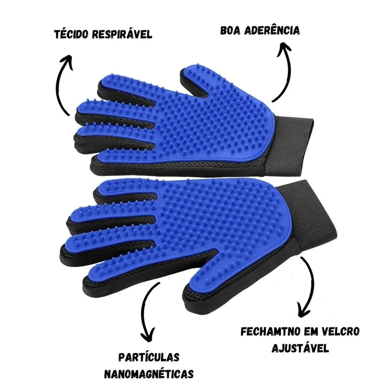 Luva de Limpeza Prática 2 em 1 para Pets – Uso Seco ou Molhado para Cães e Gatos