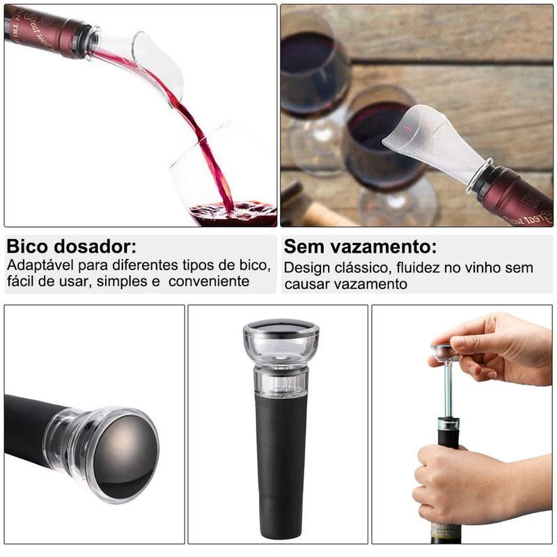 Kit de Abridor de Vinho Elétrico Recarregável com Cortador de Lacre – Perfeito para Cozinha, Festa e Bar