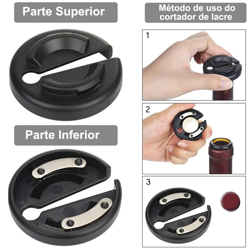 Kit de Abridor de Vinho Elétrico Recarregável com Cortador de Lacre – Perfeito para Cozinha, Festa e Bar
